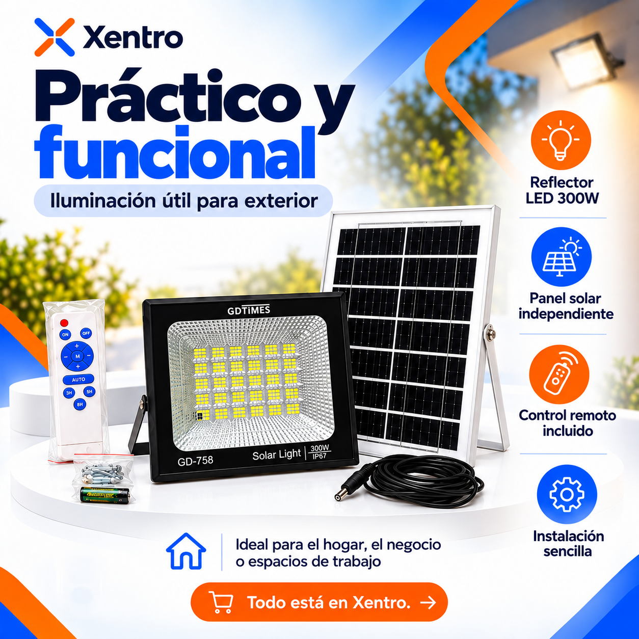 Reflector Solar 300W visto de frente